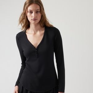 Athleta Wind Down Sleep Top - Henley- Medium NWT